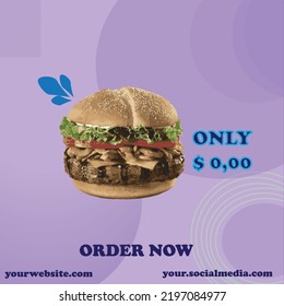 TEMPLATE SOCIAL MEDIA POST ABSTRACT PURPLE ELEGANT AND MODERN SUITABLE FLYER ANY PRODUCT FOR FOOD, FASHION, REAL ESTATE AND PROPERTY