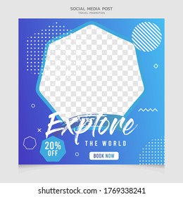 Template social media post for ads travel, design with abstract shapes, file eps with layered