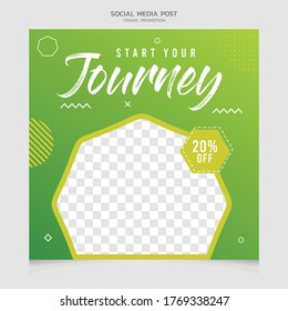 Template social media post for ads travel, design with abstract shapes, file eps with layered
