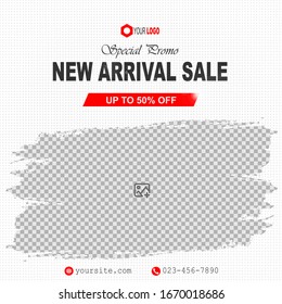 Template Social Media Post, Brush Design For Ads, Template For Fashion Sale, Web Banner and Social Media Post Design