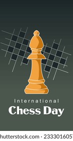 Template social media post for celebrating of international chess day on 20 July