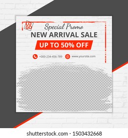 Template Social Media Post, Design For Ads, Template For Fashion Sale, Web Banner And Social Media Post Design