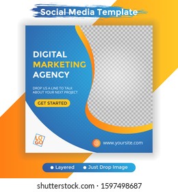 Template social media post, design for ads, template for digital marketing agency, web banner and social media post design