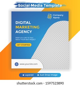 Template social media post, design for ads, template for digital marketing agency, web banner and social media post design