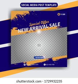 Template social media post, design for ads, template for fashion sale, web banner and social media post design, editable square abstract, vector illustration