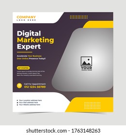 Template social media post, design for ads, template for digital marketing agency, web banner and social media post design