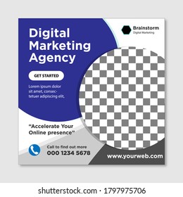 Template social media post, design for ads, template for digital marketing agency, web banner and social media post design
