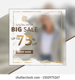 template social media post for fashion sale, design for ads, template social media with blur background