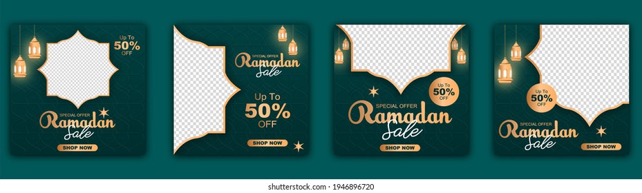 Template Social Media Post For Ramadan Kareem. Collection of modern editable Social Media banner Templates. Promotional web banner. Perfect for social media posts