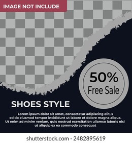 Template for social media post with transparent grid to place products
