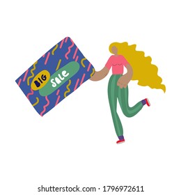 Plantilla para publicaciones en medios sociales, volantes, pancartas. El cartel cuadrado, para el diseñador, se completa con una ilustración de estilo moderno. Hermoso color en chicas dibujadas a mano. Tarjetas con luz