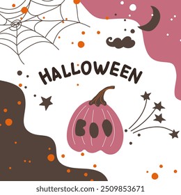 Postagens modelo de mídia social para Halloween, cartão de convite, poster.Vetor ilustração em estilo plano