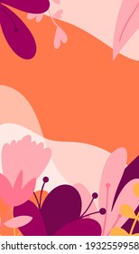 Template for social media stories. Landscape with flower elements. Design vector illustration.