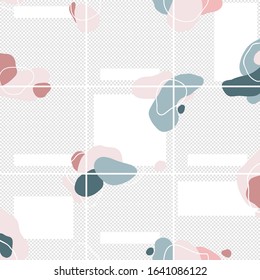 Template for social network message, puzzle post, trendy editable vector illustration in pastel colors. Minimalistic seamless design backgrounds for business accounts.