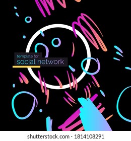 Template for social network. Modern poster. Different shapes in Doodle style. Abstract spots and shapes on the background. Vector illustration.