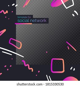 Template for social network. Modern poster. Different shapes in Doodle style. Abstract spots and shapes on the background. Vector illustration.