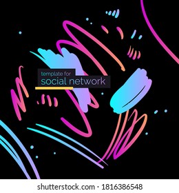 Template for social network. Modern poster. Different shapes in Doodle style. Abstract spots and shapes on the background. Vector illustration.