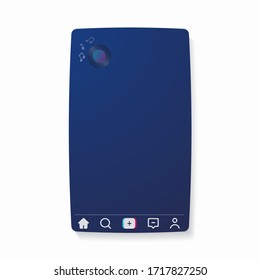 Template for a social network screen with a mobile app. Photo frame design in the form of a mobile device. User interface element. Vector illustration