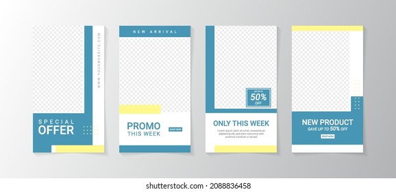 Template for social networks stories, vector illustration. Design backgrounds for social media. with blue color