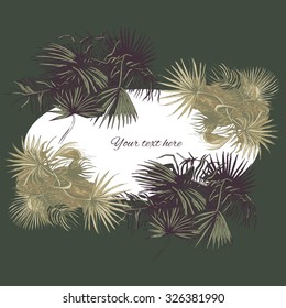 The template with space for text, decorated with palm leaves
