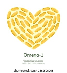 Plantilla con espacio para texto con cápsulas de aceite de pescado. Aditivo biológicamente activo. Omega-3
