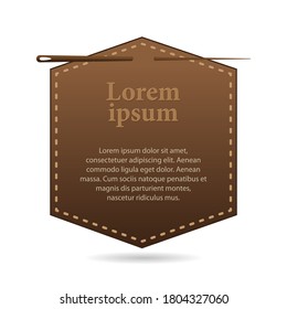 template with space for text, hexahedron shaped leather label 