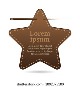 template with space for text, leather label in the shape of a star. 