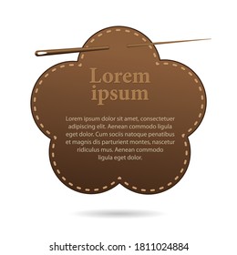 template with space for text, leather label in the shape of a flower with five petals 