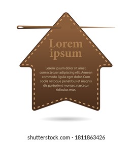 template with space for text, leather label in the form of a pointer, up arrow 