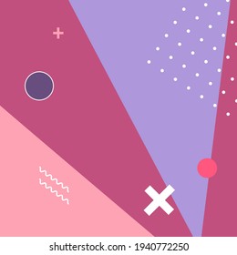 Template with space for text. Vector illustration in Memphis style. Poster, print, card, design. Frame for web and social media resources, post, story. Wallpaper, textures.