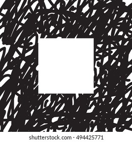 template with space for text. White square on a black background created by using a marker. Symbol restore order and clean. Vector illustration