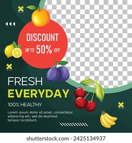 Template special discount for fresh fruit with photo