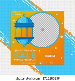 Template special ramadan kareem sale for social media post, new design banner sale ramadan kareem, vector illustration.