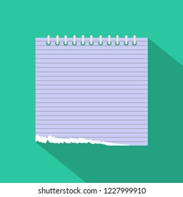 Template with spiral notebook isolated on a green background. School notebook. Diary for business. Office stationery items.