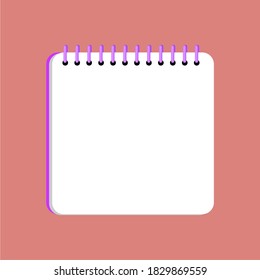 Template with spiral notebook. School notebook. Diary for business. Notebook cover design. Office stationery items. Vector illustration.