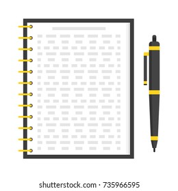 Template with spiral notebook. School notebook. Diary for business. Vector illustration.