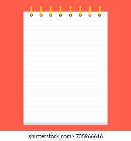 Template with spiral notebook. School notebook. Diary for business. Vector illustration.