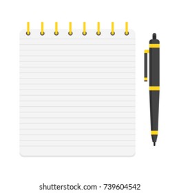 Template with spiral notebook. School notebook. Diary for business. Vector illustration.