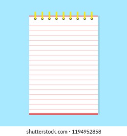 Template with spiral notebook. School notebook. Vector illustration.