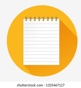 Template with spiral notebook . Vector on yellow background. Diary for business. The design of the cover of the laptop. A realistic notepad. Office stationery. For notes