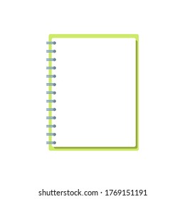 Template with spiral notepad and paper sheets isolated on white background with place for text. Diary for business, school vector background with open notebook. Office stationery items. Copy space