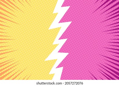 Template Split Into Two Parts. Vector Background In Comic Book Style, Retro Pop Art.