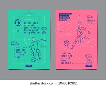 Template Sport Layout Design, Flat Design, single line,  Graphic Illustration, Football, Soccer, Vector Illustration.