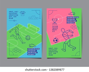 Template Sport Layout Design, Flat Design, single line,  Graphic Illustration, Football, Soccer, Vector Illustration.