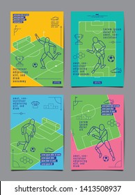 Template Sport Layout Design, Flat Design, single line,  Graphic Illustration, Football, Soccer, Vector Illustration.