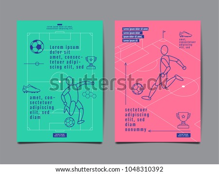 Template Sport Layout Design, Flat Design, single line,  Graphic Illustration, Football, Soccer, Vector Illustration.
