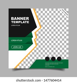 template of square banners with colored abstract lines and a place for a photo. Vector web design.