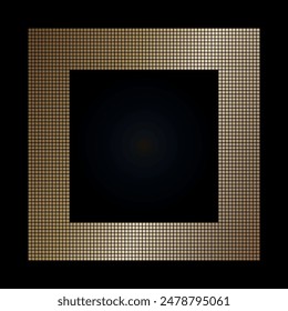 template square of frame abstract texture contour gold square icon symbol on black modern background for posters web page business cards postcards interior design minimalism vector