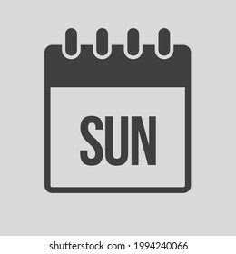 Template square icon page calendar, day of the week - Sunday. Simple vector object illustration. Date list of month, to-do list. Calendar on the wall. Pictogram of schedule and planning