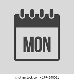 Template square icon page calendar, day of the week - Monday. Simple vector object illustration. Date list of month, to-do list. Calendar on the wall. Pictogram of schedule and planning